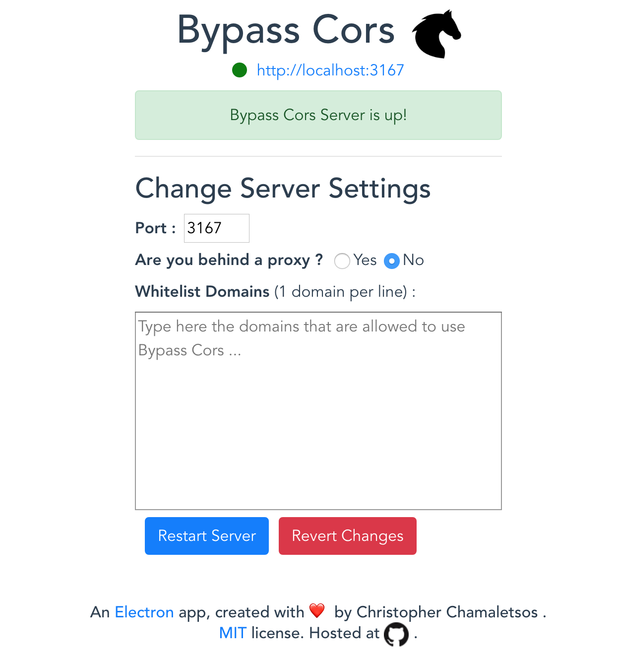 Bypass Cors app overview